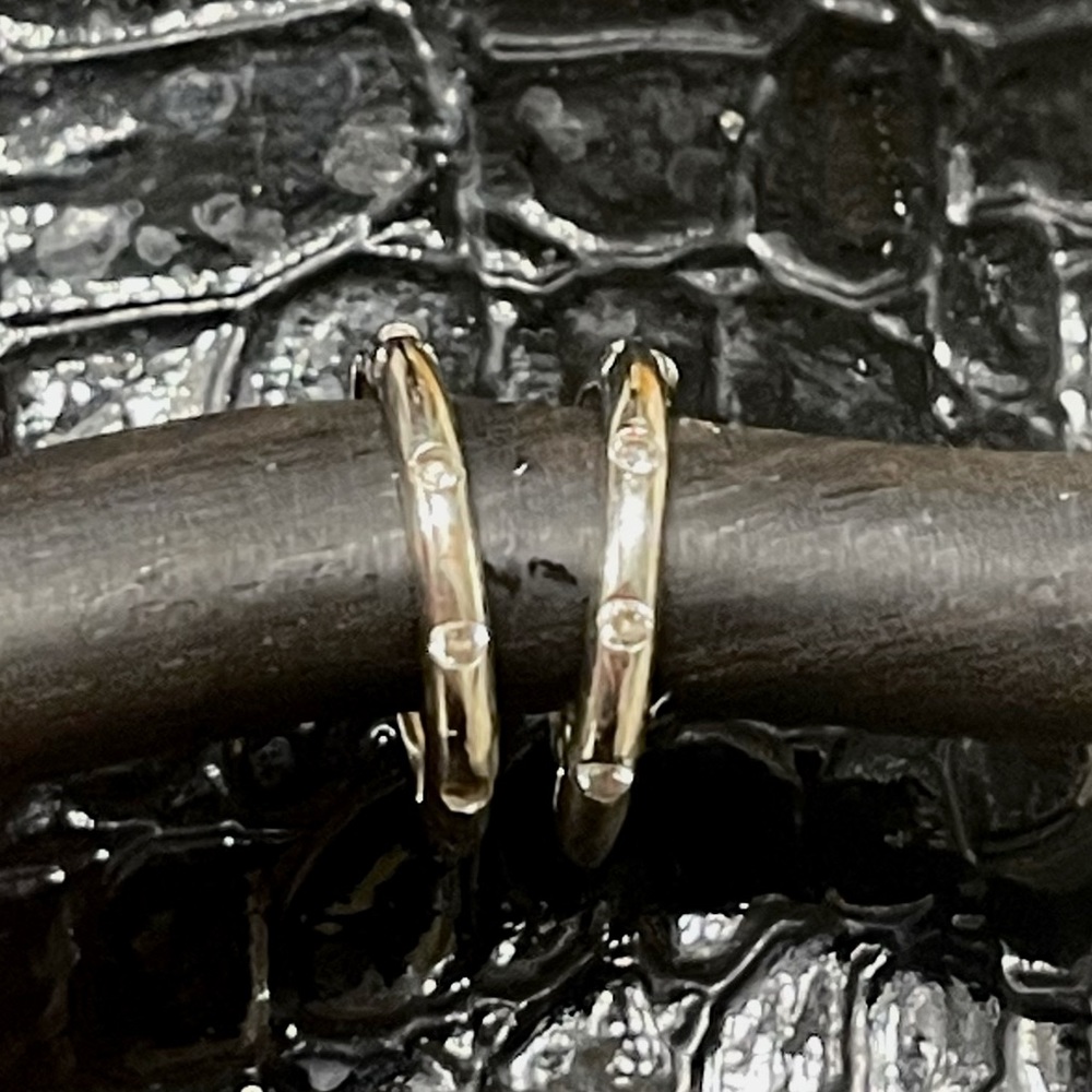 Solid White Gold Tiny Hoops - image 1